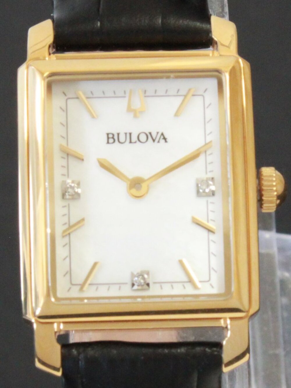 Bulova Ladies Sutton Classic Watch Diamond Accents MOP Dial Black Leather 21mm - Picture 6 of 11